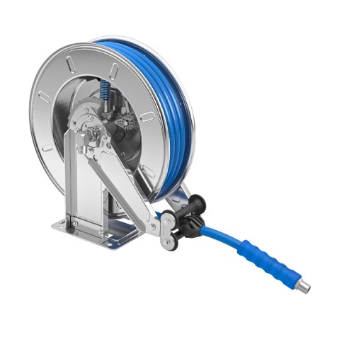 Stainless steel hose reel with high pressure hose 3/8'' 2SC, 15 m Stainless steel hose reel with high pressure hose 3/8'' 2SC, 15 m