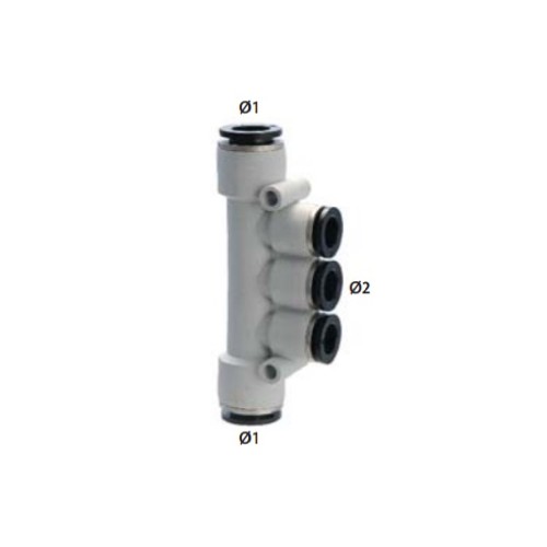 Triple branch lateral Tee Ø6 - Ø6 mm Triple branch lateral Tee Ø6 - Ø6 mm